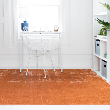 Orange 7' 10 x 10' Valencia Rectangle Area Rug Modern Abstract Durable Carpet for Living Room, Dining, Office, Bedrooms, Dorm Rooms for Sale at Rug Engine