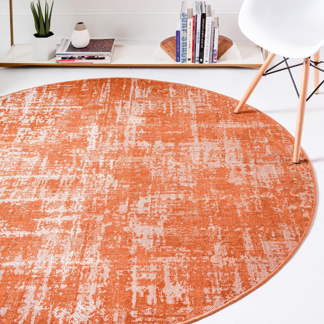 Orange 5' 3 x 5' 3 Valencia Round Area Rug Modern Abstract Durable Carpet for Living Room, Dining, Office, Bedrooms, Dorm Rooms for Sale at Rug Engine