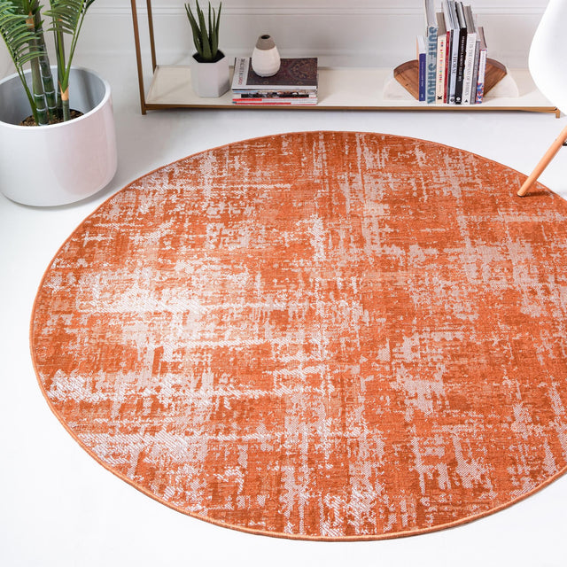Orange 5' 3 x 5' 3 Valencia Round Area Rug Modern Abstract Durable Carpet for Living Room, Dining, Office, Bedrooms, Dorm Rooms for Sale at Rug Engine