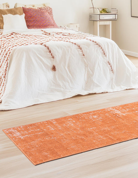 Orange 2' 7 x 10' Valencia Runner Area Rug Modern Abstract Durable Carpet for Living Room, Dining, Office, Bedrooms, Dorm Rooms for Sale at Rug Engine