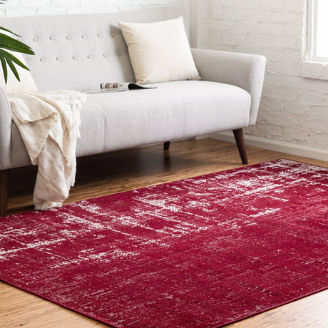 Red 4' 1 x 6' 1 Valencia Rectangle Area Rug Modern Abstract Durable Carpet for Living Room, Dining, Office, Bedrooms, Dorm Rooms for Sale at Rug Engine