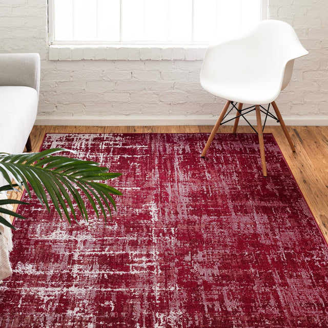 Red 7' 10 x 10' Valencia Rectangle Area Rug Modern Abstract Durable Carpet for Living Room, Dining, Office, Bedrooms, Dorm Rooms for Sale at Rug Engine