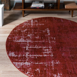 Red 5' 3 x 5' 3 Valencia Round Area Rug Modern Abstract Durable Carpet for Living Room, Dining, Office, Bedrooms, Dorm Rooms for Sale at Rug Engine