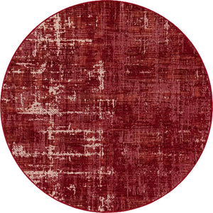 Red 5' 3 x 5' 3 Valencia Round Area Rug Modern Abstract Durable Carpet for Living Room, Dining, Office, Bedrooms, Dorm Rooms for Sale at Rug Engine