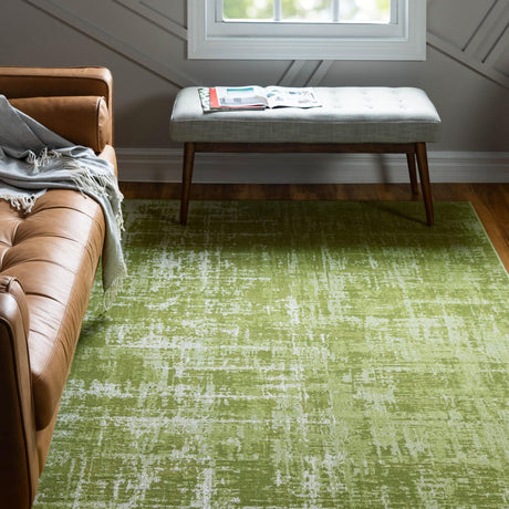 Green 4' 1 x 6' 1 Valencia Rectangle Area Rug Modern Abstract Durable Carpet for Living Room, Dining, Office, Bedrooms, Dorm Rooms for Sale at Rug Engine