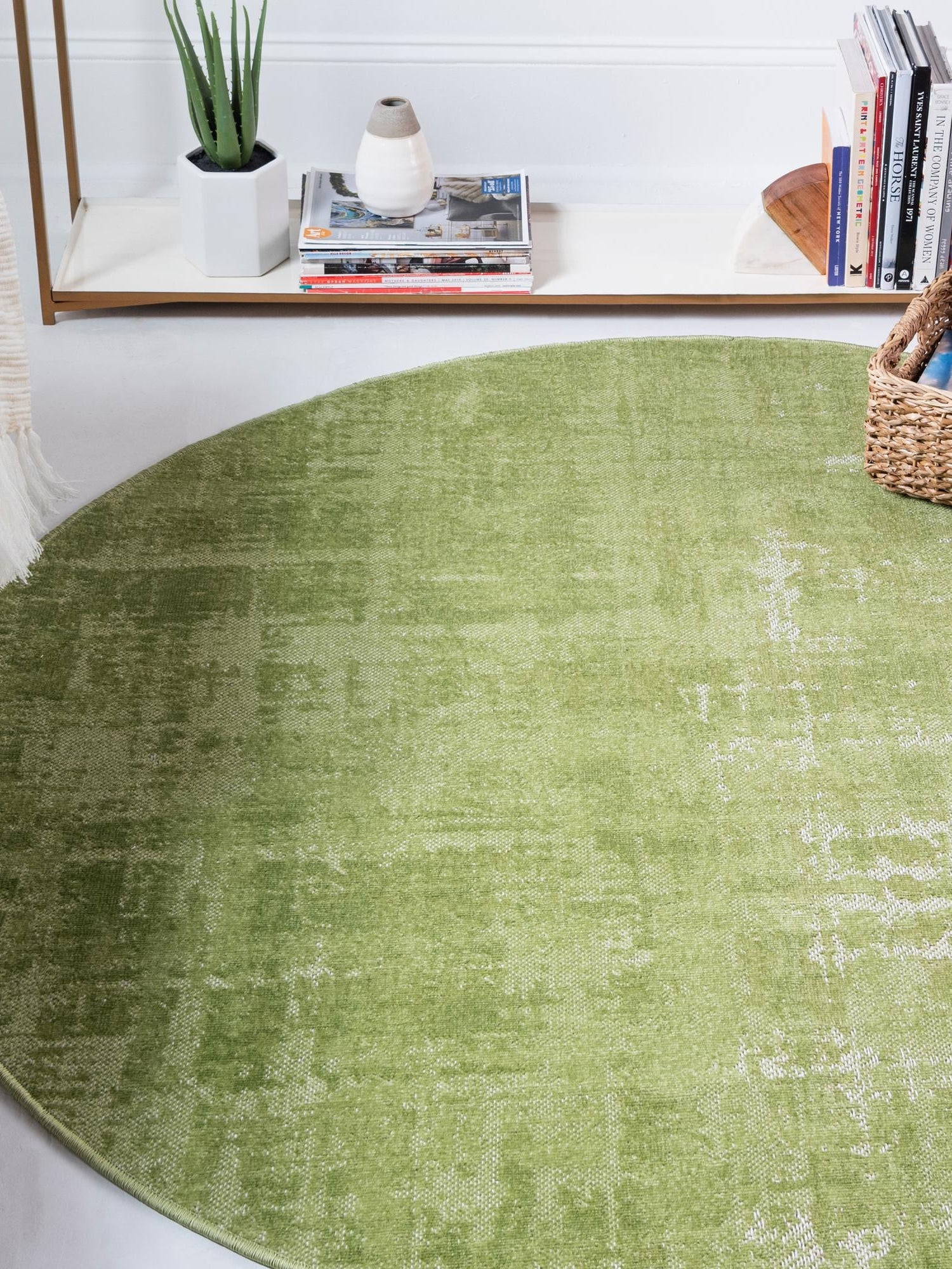 Green 6' 1 x 6' 1 Valencia Round Area Rug Modern Abstract Durable Carpet for Living Room, Dining, Office, Bedrooms, Dorm Rooms for Sale at Rug Engine