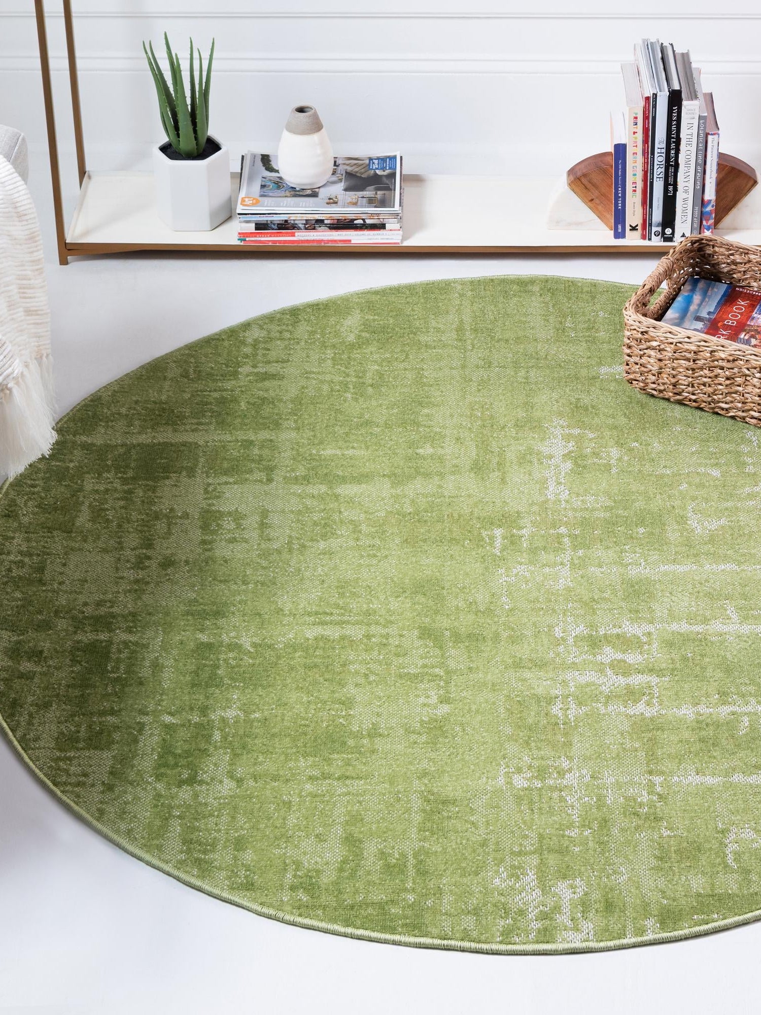 Green 6' 1 x 6' 1 Valencia Round Area Rug Modern Abstract Durable Carpet for Living Room, Dining, Office, Bedrooms, Dorm Rooms for Sale at Rug Engine