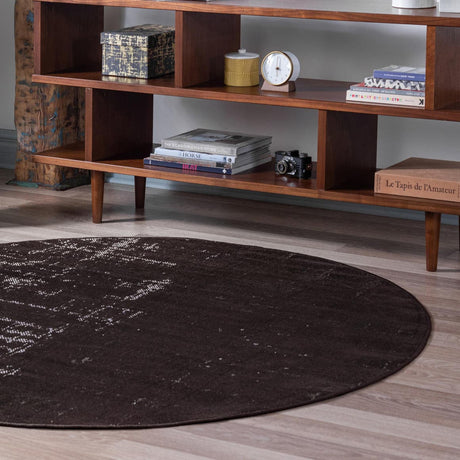 Charcoal 5' 3 x 5' 3 Valencia Round Area Rug Modern Abstract Durable Carpet for Living Room, Dining, Office, Bedrooms, Dorm Rooms for Sale at Rug Engine