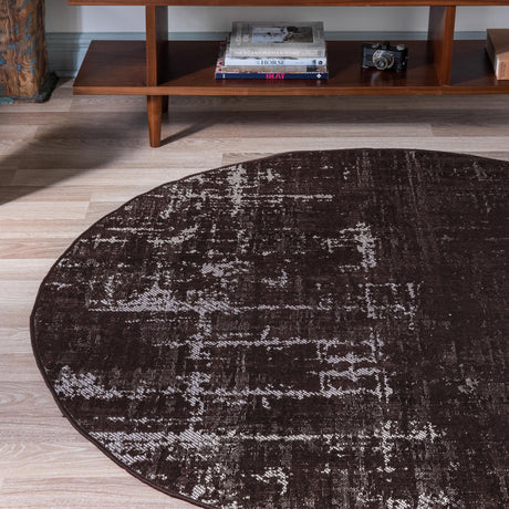 Charcoal 5' 3 x 5' 3 Valencia Round Area Rug Modern Abstract Durable Carpet for Living Room, Dining, Office, Bedrooms, Dorm Rooms for Sale at Rug Engine