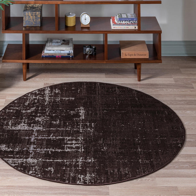 Charcoal 5' 3 x 5' 3 Valencia Round Area Rug Modern Abstract Durable Carpet for Living Room, Dining, Office, Bedrooms, Dorm Rooms for Sale at Rug Engine