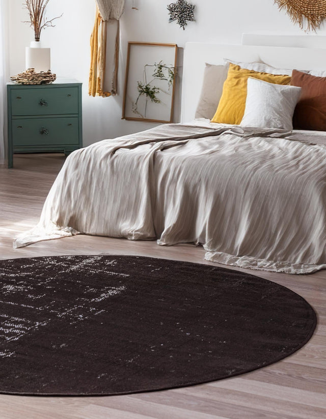 Charcoal 5' 3 x 5' 3 Valencia Round Area Rug Modern Abstract Durable Carpet for Living Room, Dining, Office, Bedrooms, Dorm Rooms for Sale at Rug Engine