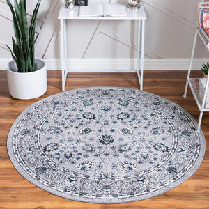 Gray 7' 10 x 7' 10 Aarhus Round Area Rug 100% Polypropylene With Jute Foundation Living Room Bedroom Carpet for Sale at Rug Engine