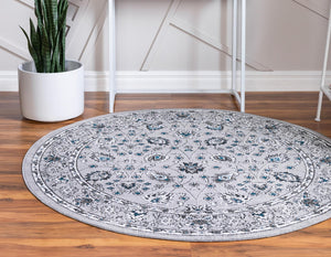 Gray 5' 3 x 5' 3 Aarhus Round Area Rug 100% Polypropylene With Jute Foundation Living Room Bedroom Carpet for Sale at Rug Engine