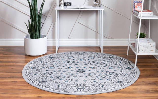 Gray 7' 10 x 7' 10 Aarhus Round Area Rug 100% Polypropylene With Jute Foundation Living Room Bedroom Carpet for Sale at Rug Engine