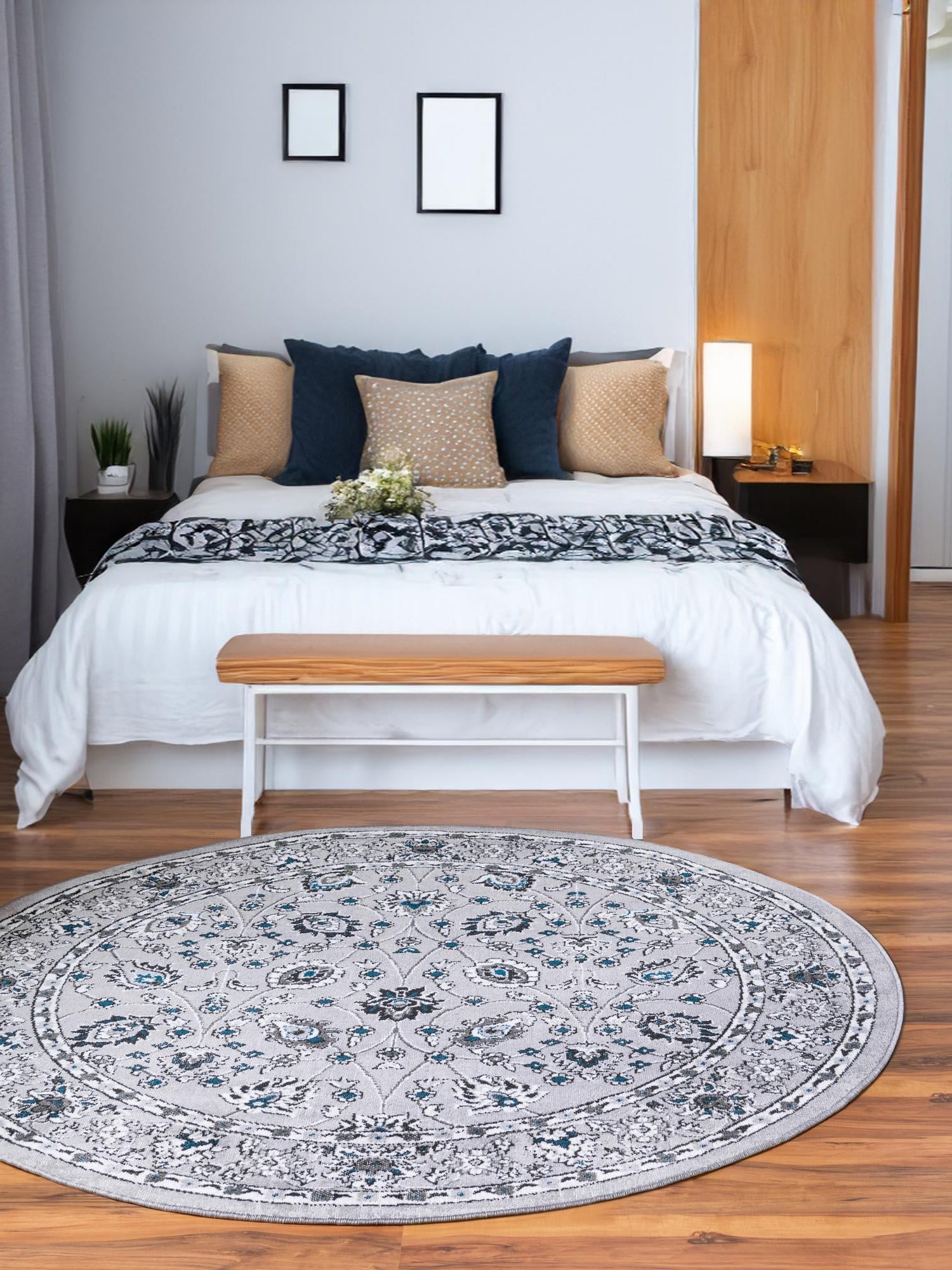 Gray 7' 10 x 7' 10 Aarhus Round Area Rug 100% Polypropylene With Jute Foundation Living Room Bedroom Carpet for Sale at Rug Engine