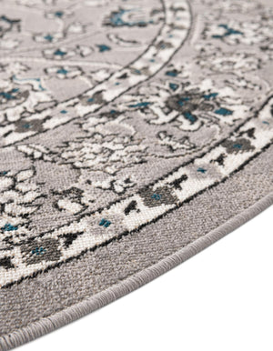 Gray 5' 3 x 5' 3 Aarhus Round Area Rug 100% Polypropylene With Jute Foundation Living Room Bedroom Carpet for Sale at Rug Engine