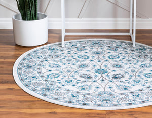 Ivory 5' 3 x 5' 3 Aarhus Round Area Rug 100% Polypropylene With Jute Foundation Living Room Bedroom Carpet for Sale at Rug Engine