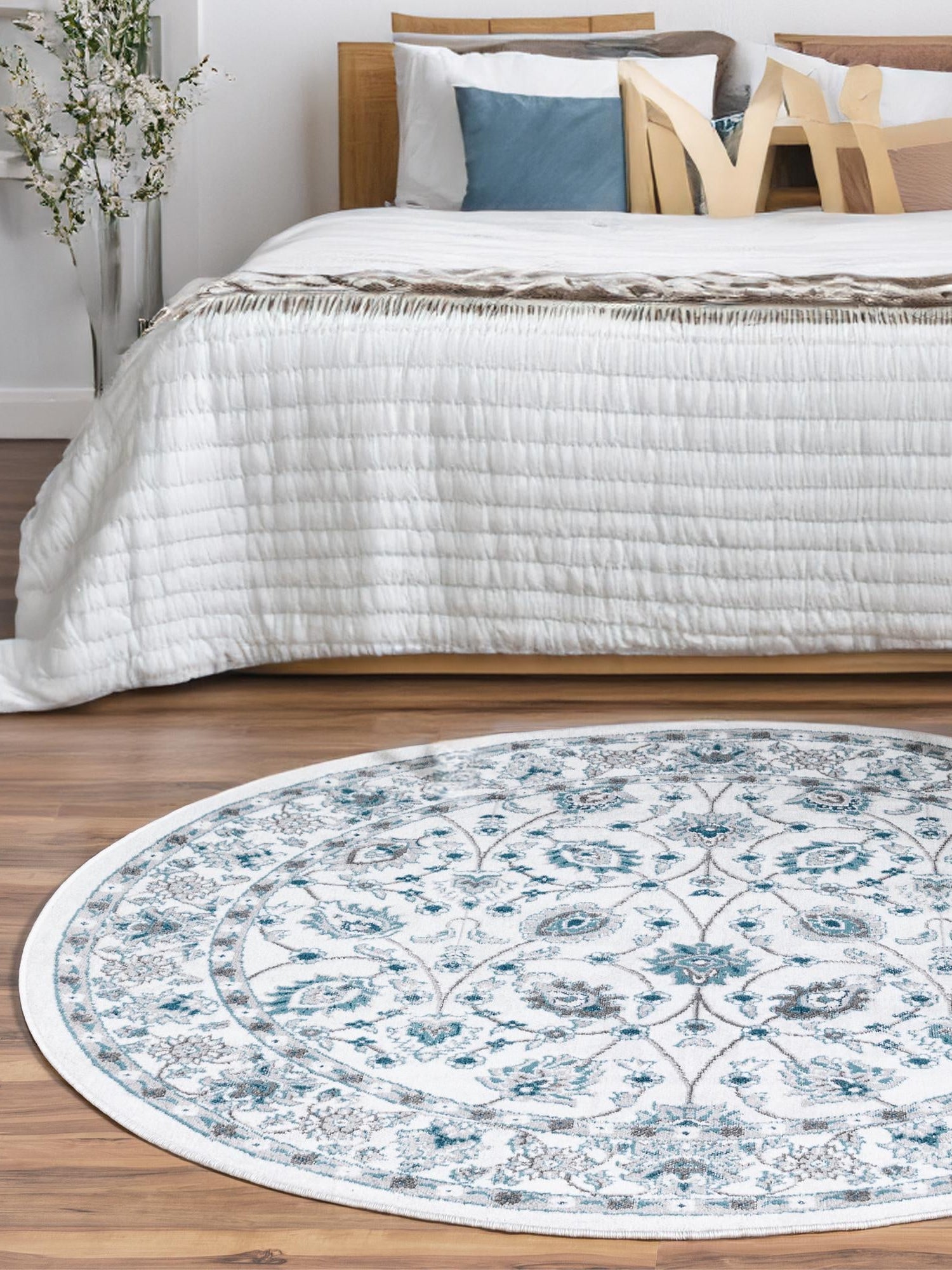 Ivory 5' 3 x 5' 3 Aarhus Round Area Rug 100% Polypropylene With Jute Foundation Living Room Bedroom Carpet for Sale at Rug Engine