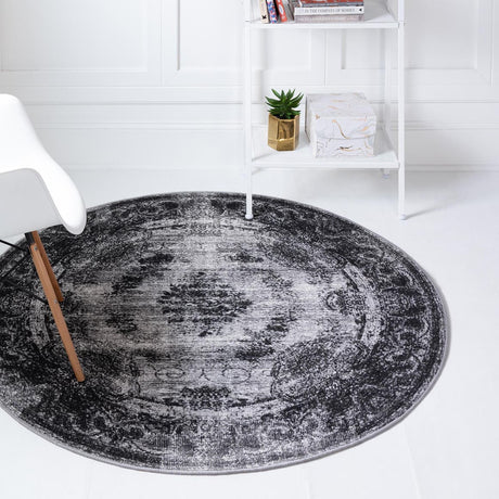 Gray 5' 3 x 5' 3 Aarhus Round Area Rug 100% Polypropylene With Jute Foundation Living Room Bedroom Carpet for Sale at Rug Engine