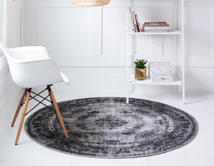 Gray 5' 3 x 5' 3 Aarhus Round Area Rug 100% Polypropylene With Jute Foundation Living Room Bedroom Carpet for Sale at Rug Engine