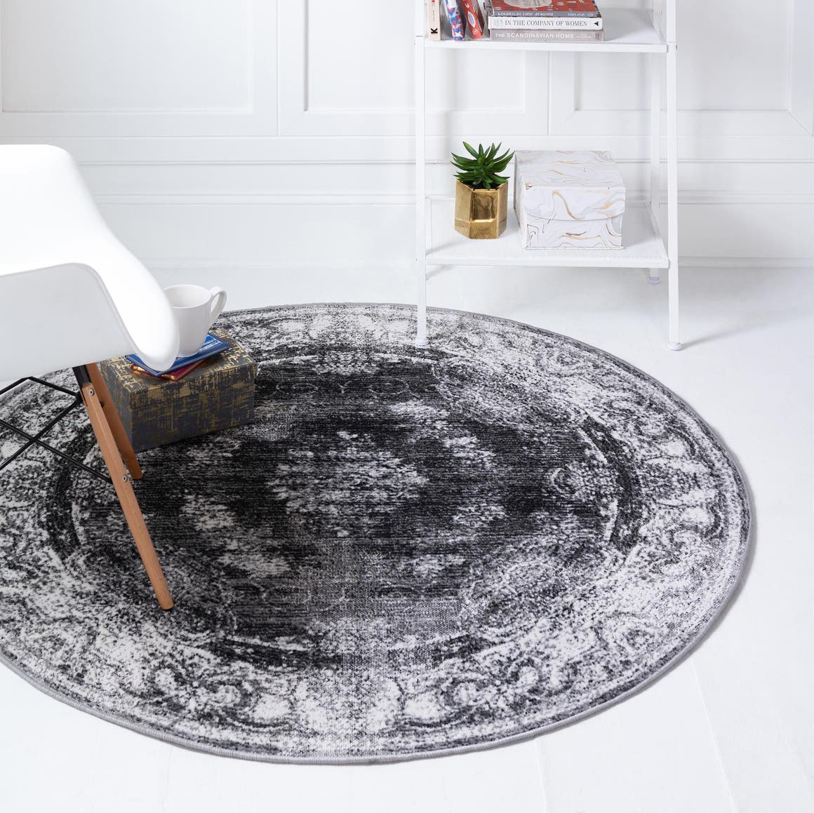 Charcoal 6' 1 x 6' 1 Aarhus Round Area Rug 100% Polypropylene With Jute Foundation Living Room Bedroom Carpet for Sale at Rug Engine