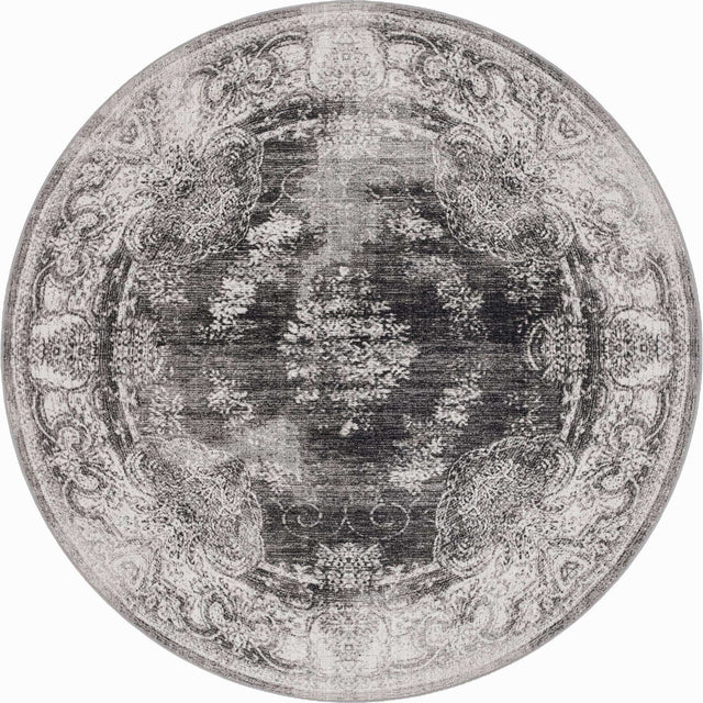 Charcoal 7' 10 x 7' 10 Aarhus Round Area Rug 100% Polypropylene With Jute Foundation Living Room Bedroom Carpet for Sale at Rug Engine