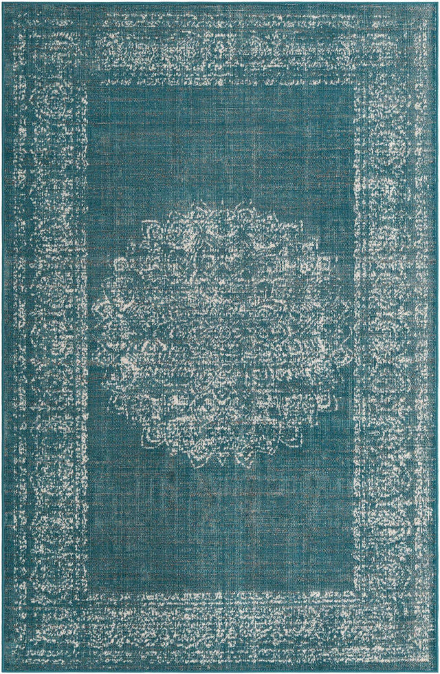 Blue 5' 3 x 8' Aarhus Rectangle Area Rug 100% Polypropylene With Jute Foundation Living Room Bedroom Carpet for Sale at Rug Engine
