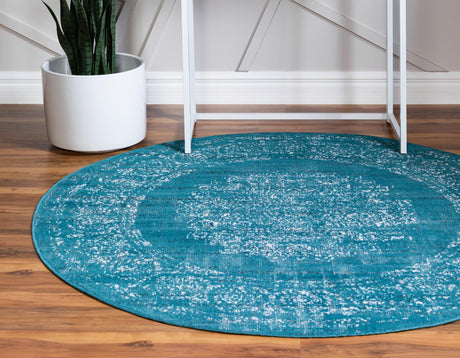 Blue 7' 10 x 7' 10 Aarhus Round Area Rug 100% Polypropylene With Jute Foundation Living Room Bedroom Carpet for Sale at Rug Engine