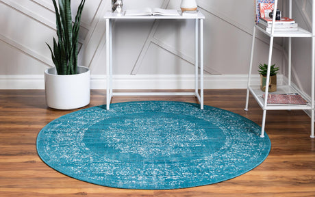Blue 7' 10 x 7' 10 Aarhus Round Area Rug 100% Polypropylene With Jute Foundation Living Room Bedroom Carpet for Sale at Rug Engine