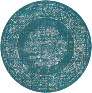 Blue 5' 3 x 5' 3 Aarhus Round Area Rug 100% Polypropylene With Jute Foundation Living Room Bedroom Carpet for Sale at Rug Engine