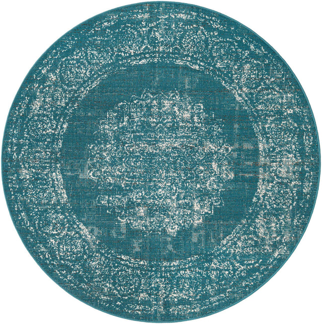 Blue 5' 3 x 5' 3 Aarhus Round Area Rug 100% Polypropylene With Jute Foundation Living Room Bedroom Carpet for Sale at Rug Engine