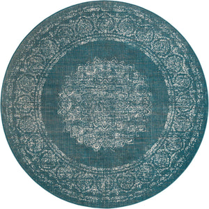 Blue 7' 10 x 7' 10 Aarhus Round Area Rug 100% Polypropylene With Jute Foundation Living Room Bedroom Carpet for Sale at Rug Engine