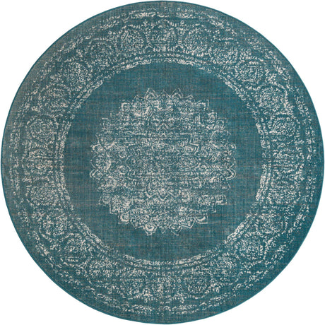 Blue 7' 10 x 7' 10 Aarhus Round Area Rug 100% Polypropylene With Jute Foundation Living Room Bedroom Carpet for Sale at Rug Engine