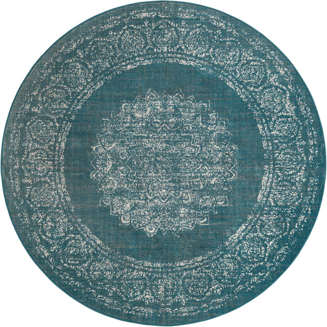 Blue 7' 10 x 7' 10 Aarhus Round Area Rug 100% Polypropylene With Jute Foundation Living Room Bedroom Carpet for Sale at Rug Engine