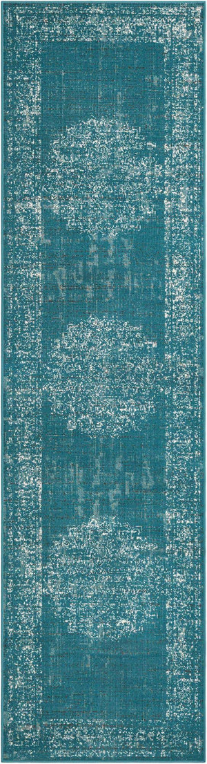 Blue 2' 7 x 10' Aarhus Runner Area Rug 100% Polypropylene With Jute Foundation Living Room Bedroom Carpet for Sale at Rug Engine