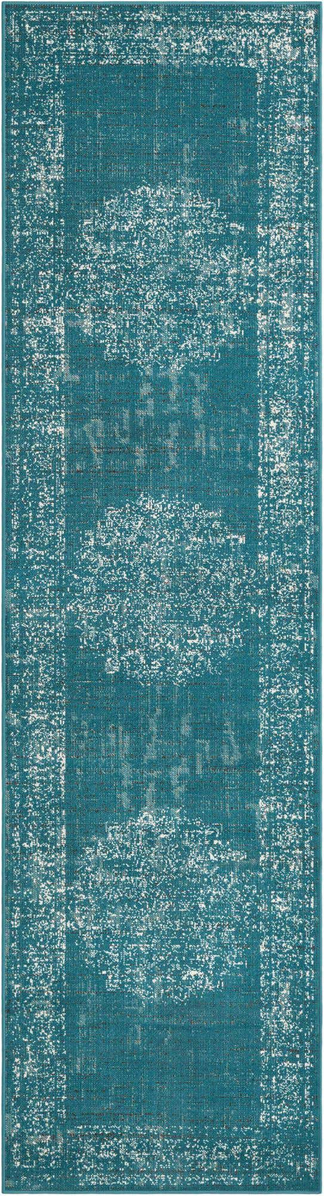 Blue 2' 7 x 10' Aarhus Runner Area Rug 100% Polypropylene With Jute Foundation Living Room Bedroom Carpet for Sale at Rug Engine