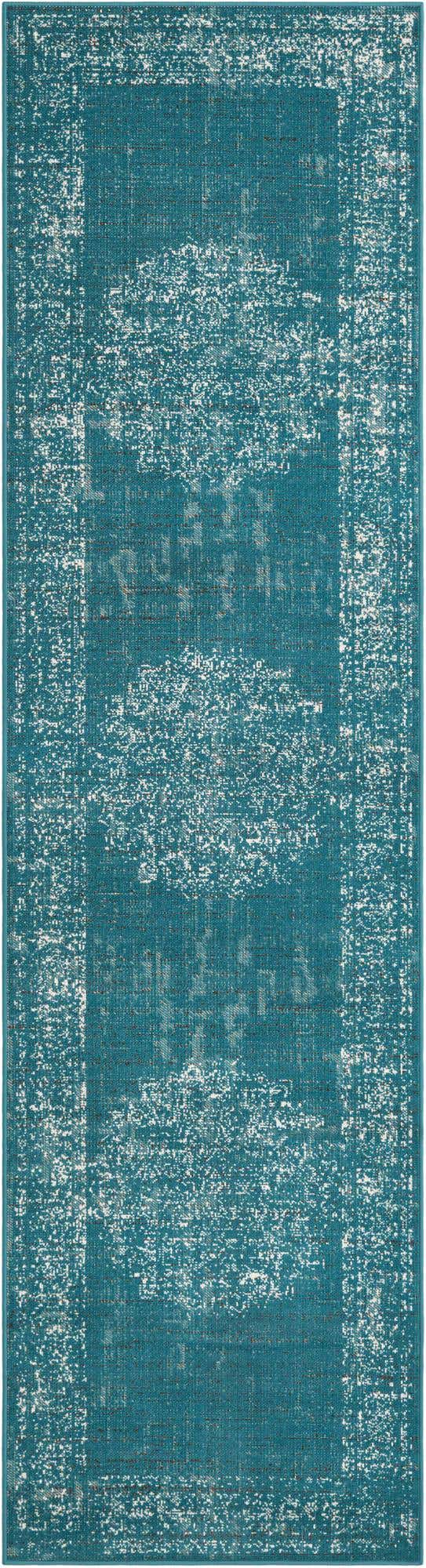 Blue 2' 7 x 10' Aarhus Runner Area Rug 100% Polypropylene With Jute Foundation Living Room Bedroom Carpet for Sale at Rug Engine