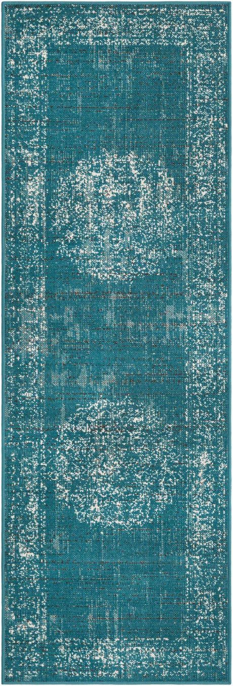 Blue 2' x 6' 1 Aarhus Runner Area Rug 100% Polypropylene With Jute Foundation Living Room Bedroom Carpet for Sale at Rug Engine