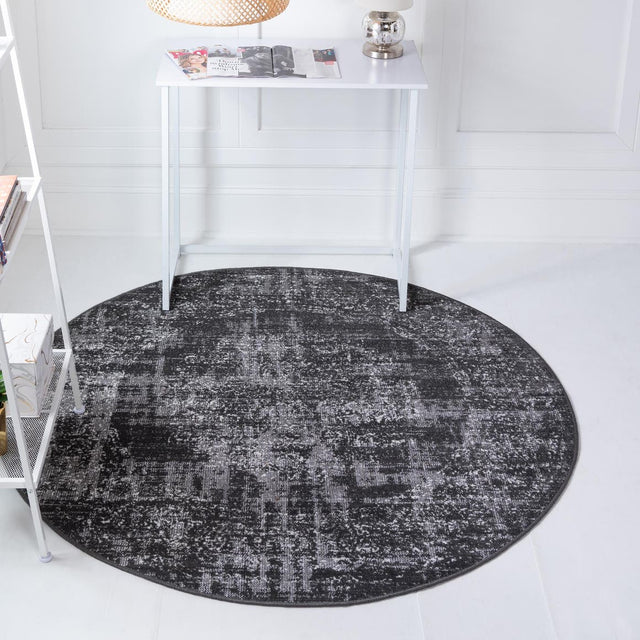 Dark Gray 7' 10 x 7' 10 Aarhus Round Area Rug 100% Polypropylene With Jute Foundation Living Room Bedroom Carpet for Sale at Rug Engine