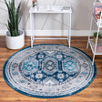 Blue 8' x 8' Aarhus Round Area Rug 100% Polypropylene With Jute Foundation Living Room Bedroom Carpet for Sale at Rug Engine