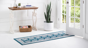 Blue 2' x 6' 1 Aarhus Runner Area Rug 100% Polypropylene With Jute Foundation Living Room Bedroom Carpet for Sale at Rug Engine