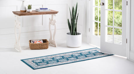 Blue 2' x 6' 1 Aarhus Runner Area Rug 100% Polypropylene With Jute Foundation Living Room Bedroom Carpet for Sale at Rug Engine