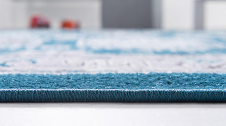 Blue 2' x 6' 1 Aarhus Runner Area Rug 100% Polypropylene With Jute Foundation Living Room Bedroom Carpet for Sale at Rug Engine