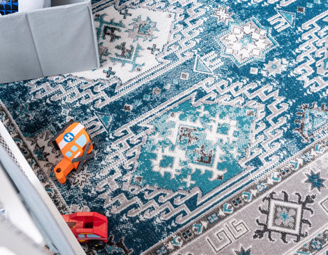 Blue 2' x 6' 1 Aarhus Runner Area Rug 100% Polypropylene With Jute Foundation Living Room Bedroom Carpet for Sale at Rug Engine