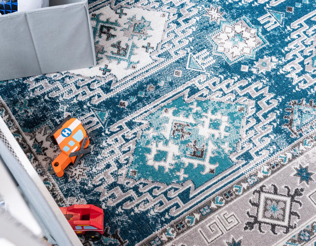 Blue 2' x 6' 1 Aarhus Runner Area Rug 100% Polypropylene With Jute Foundation Living Room Bedroom Carpet for Sale at Rug Engine