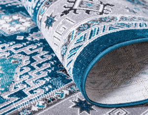 Blue 2' x 6' 1 Aarhus Runner Area Rug 100% Polypropylene With Jute Foundation Living Room Bedroom Carpet for Sale at Rug Engine