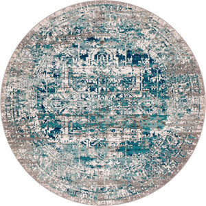 Blue 7' 10 x 7' 10 Aarhus Round Area Rug 100% Polypropylene With Jute Foundation Living Room Bedroom Carpet for Sale at Rug Engine
