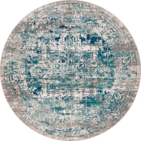 Blue 7' 10 x 7' 10 Aarhus Round Area Rug 100% Polypropylene With Jute Foundation Living Room Bedroom Carpet for Sale at Rug Engine