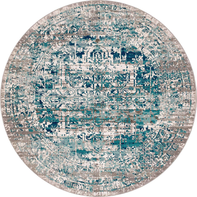 Blue 7' 10 x 7' 10 Aarhus Round Area Rug 100% Polypropylene With Jute Foundation Living Room Bedroom Carpet for Sale at Rug Engine