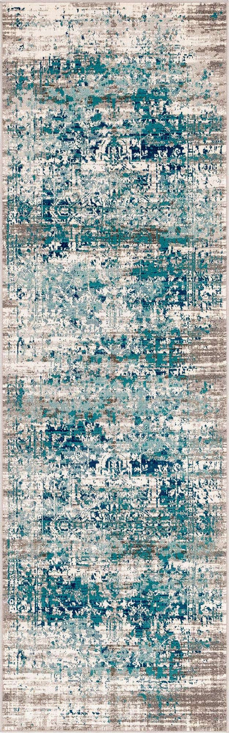Blue 2' 7 x 10' Aarhus Runner Area Rug 100% Polypropylene With Jute Foundation Living Room Bedroom Carpet for Sale at Rug Engine